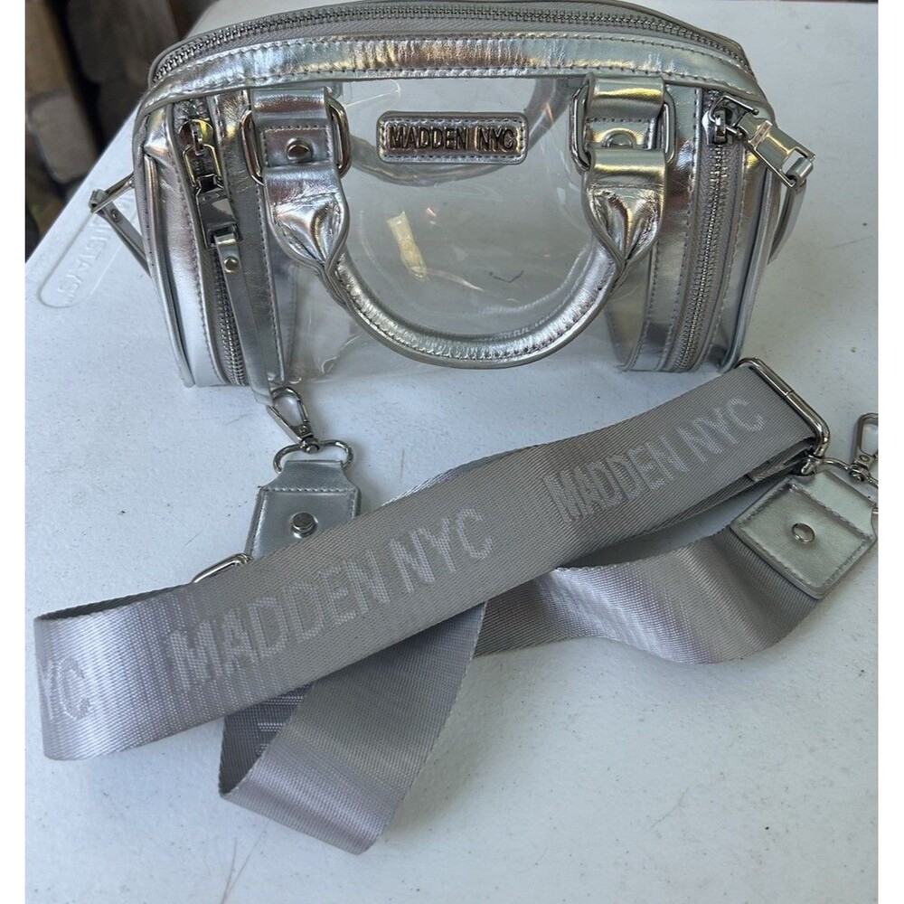 Steve Madden NYC Women’s Clear Silver Hobo Crossbody Handbag